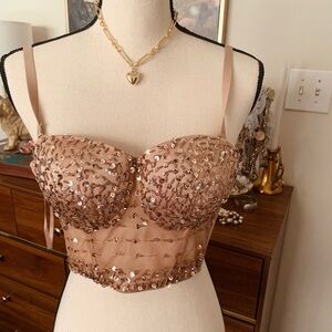 Sequin Embellished Bustier Top